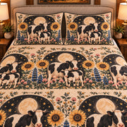 Calf & Baby Cow Moonlit Folk Farm quilt set — close-up