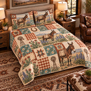 Mule Farmhouse Patchwork quilt set — left-angle hero