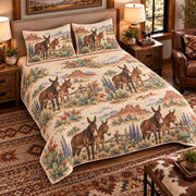 Mule Country Toile quilt set — left-angle hero