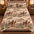Mule Country Toile Quilt Set, Farmhouse Bedding Gift for Animal Lovers