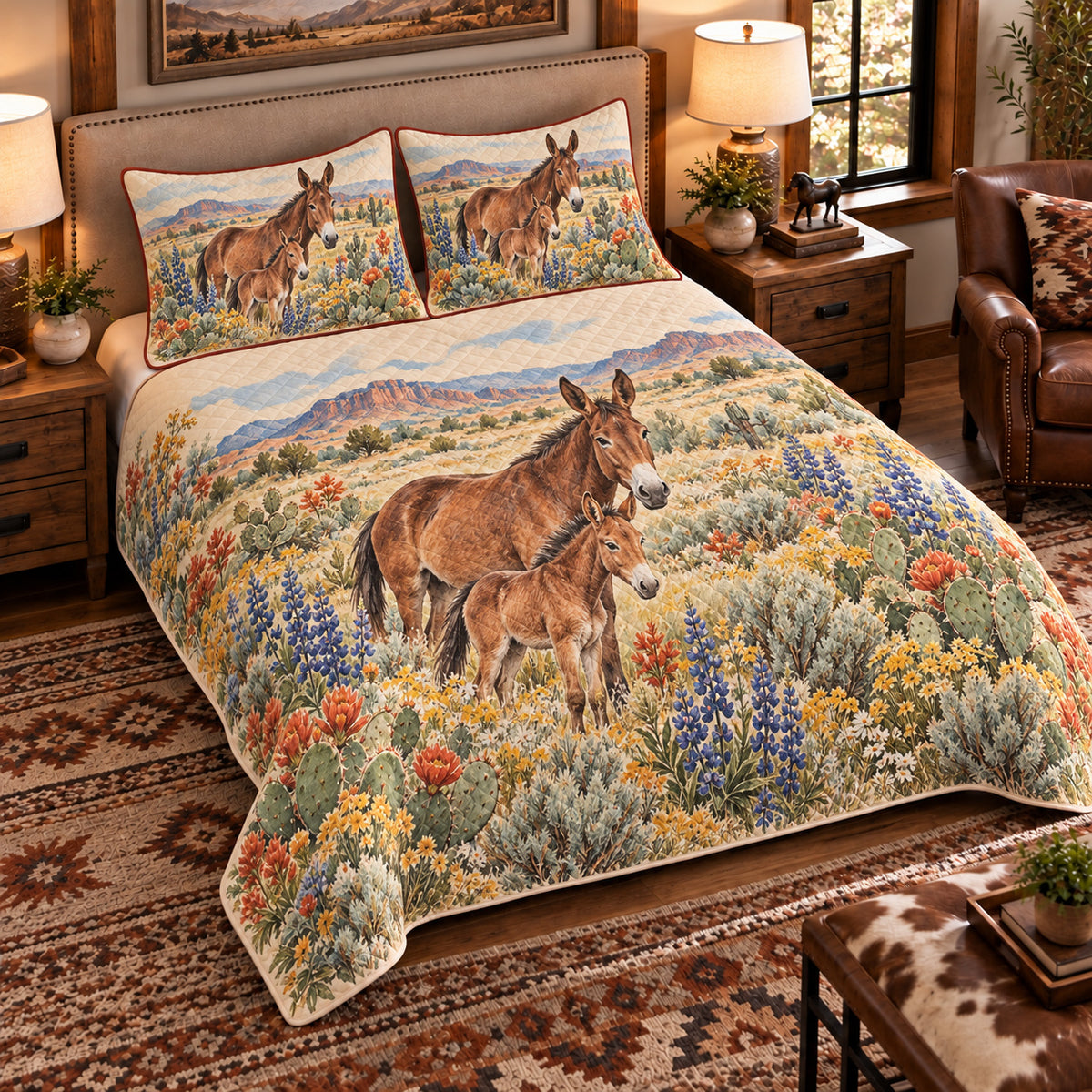 Mule Wildflower Meadow quilt set — left-angle hero