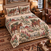 Mule Christmas Farm quilt set — left-angle hero