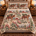 Mule Christmas Farm Quilt Set, Farmhouse Bedding Gift for Animal Lovers