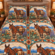 Mule Stained Glass Garden quilt set — close-up