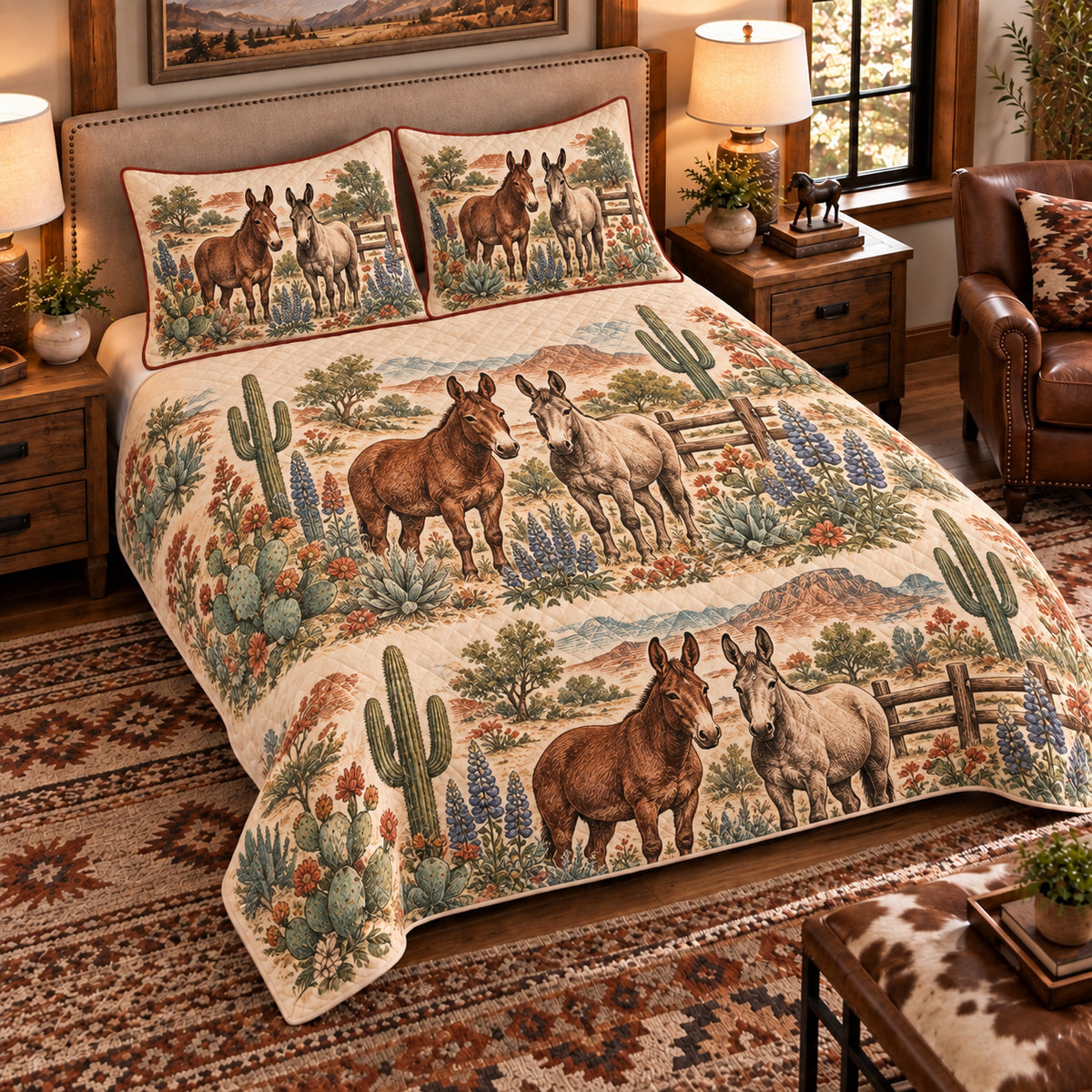 Mule Vintage Field Guide quilt set — left-angle hero