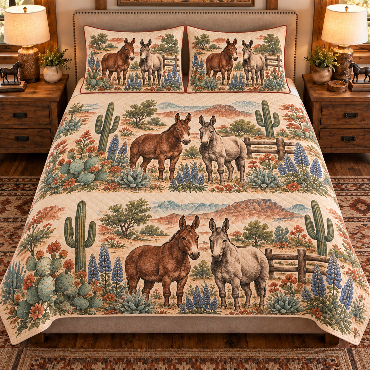 Mule Vintage Field Guide quilt set — front view