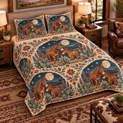 Mule Moonlit Folk Farm quilt set — left-angle hero