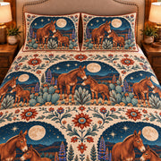 Mule Moonlit Folk Farm quilt set — close-up