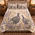 Guinea Fowl Botanical Portrait Quilt Set, Farmhouse Bedding Gift for Animal Lovers