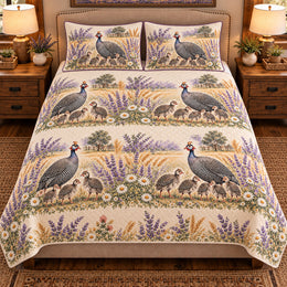 Guinea Fowl Nursery Storybook Quilt Set, Farmhouse Bedding Gift for Animal Lovers