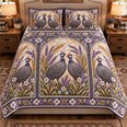 Guinea Fowl Stained Glass Garden Quilt Set, Farmhouse Bedding Gift for Animal Lovers