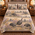 Guinea Fowl Vintage Field Guide Quilt Set, Farmhouse Bedding Gift for Animal Lovers
