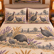 Guinea Fowl Vintage Field Guide quilt set — close-up