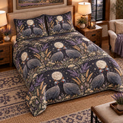 Guinea Fowl Moonlit Folk Farm quilt set — left angle hero