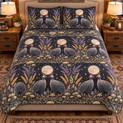 Guinea Fowl Moonlit Folk Farm quilt set — front view