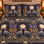 Guinea Fowl Moonlit Folk Farm quilt set — close-up