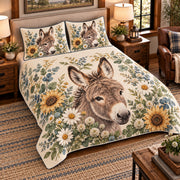 Miniature Donkey Botanical Portrait quilt set — left angle hero