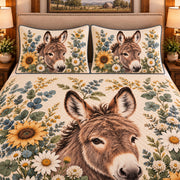 Miniature Donkey Botanical Portrait quilt set — close-up