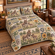 Miniature Donkey Farmhouse Patchwork quilt set — left angle hero