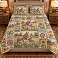 Miniature Donkey Farmhouse Patchwork Quilt Set, Farmhouse Bedding Gift for Animal Lovers