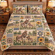 Miniature Donkey Farmhouse Patchwork quilt set — front view