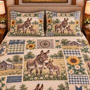 Miniature Donkey Farmhouse Patchwork quilt set — close-up