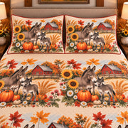 Miniature Donkey Autumn Harvest quilt set — close-up