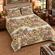 Miniature Donkey Nursery Storybook quilt set — left angle hero