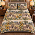 Miniature Donkey Vintage Field Guide Quilt Set, Farmhouse Bedding Gift for Animal Lovers