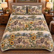 Miniature Donkey Vintage Field Guide quilt set — front view