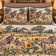 Miniature Donkey Vintage Field Guide quilt set — close-up