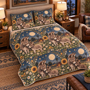 Miniature Donkey Moonlit Folk Farm quilt set — left angle hero