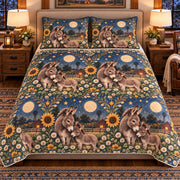 Miniature Donkey Moonlit Folk Farm quilt set — front view