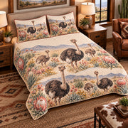 Ostrich Wildflower Meadow quilt set — left angle hero
