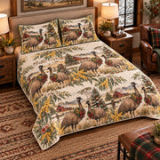 Emu Christmas Farm quilt set — left angle hero