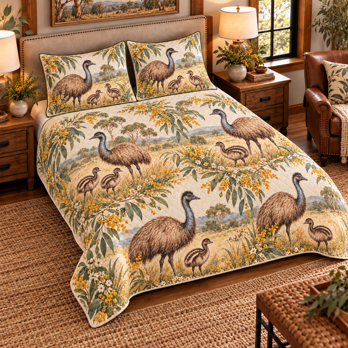 Emu Nursery Storybook quilt set — left angle hero