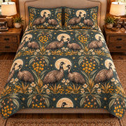 Emu Moonlit Folk Farm quilt set — front view