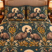 Emu Moonlit Folk Farm quilt set — close-up