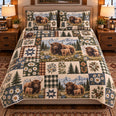 Yak Farmhouse Patchwork Quilt Set, Farmhouse Bedding Gift for Animal Lovers