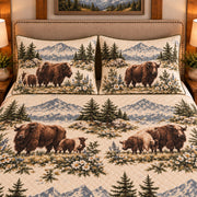 Yak Country Toile quilt set — close-up
