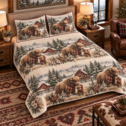 Yak Christmas Farm quilt set — left angle hero
