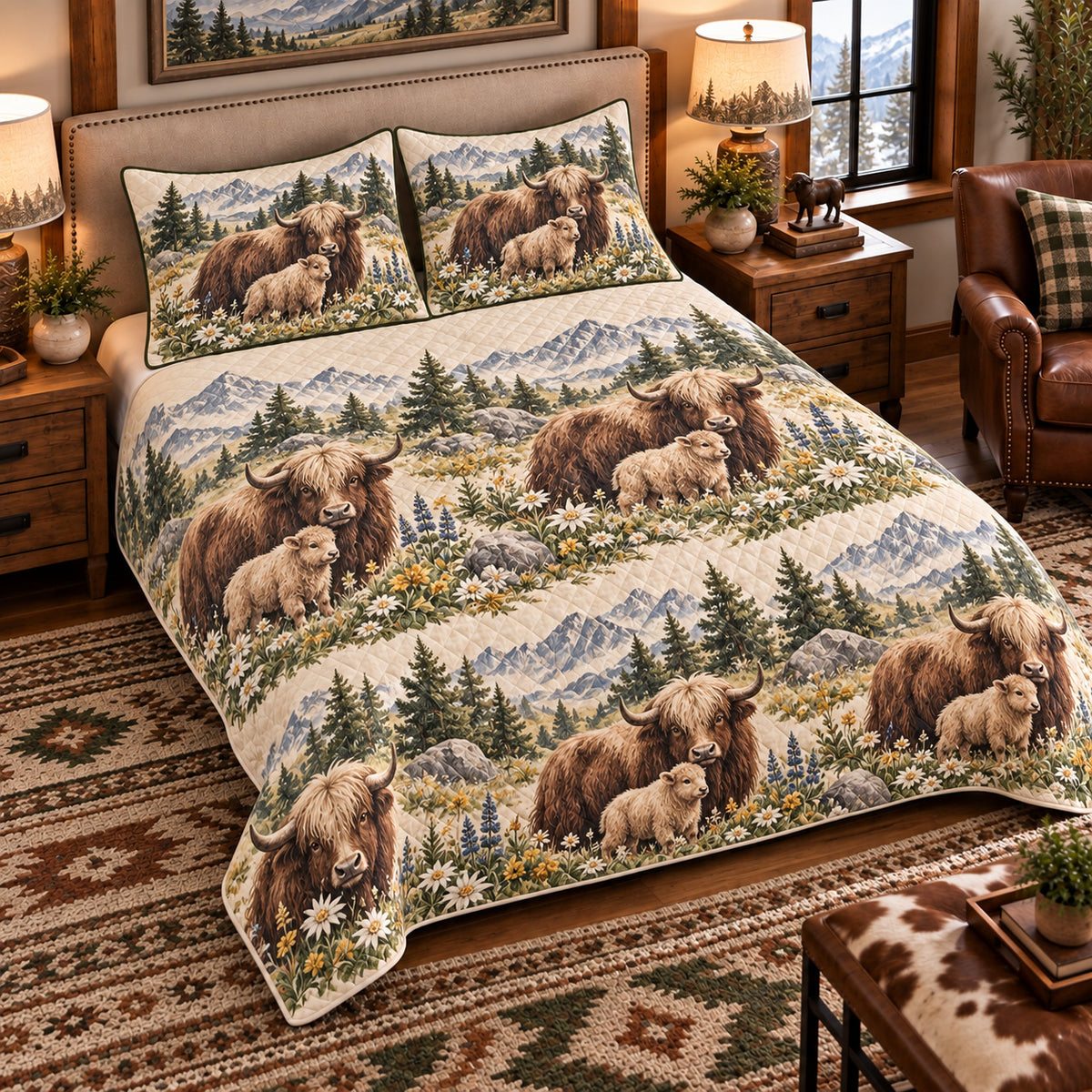 Yak Nursery Storybook quilt set — left angle hero