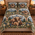 Yak Stained Glass Garden Quilt Set, Farmhouse Bedding Gift for Animal Lovers