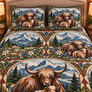 Yak Stained Glass Garden quilt set — close-up