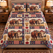 Ox Farmhouse Patchwork quilt set — front view