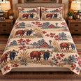 Ox Country Toile Quilt Set, Farmhouse Bedding Gift for Animal Lovers