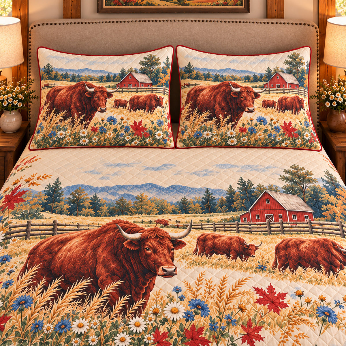 Ox Wildflower Meadow quilt set — close-up