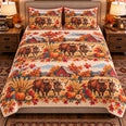 Ox Autumn Harvest Quilt Set, Farmhouse Bedding Gift for Animal Lovers
