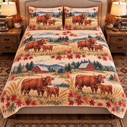 Ox Nursery Storybook Quilt Set, Farmhouse Bedding Gift for Animal Lovers