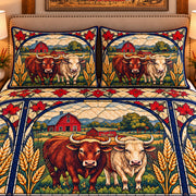 Ox Stained Glass Garden quilt set — close-up